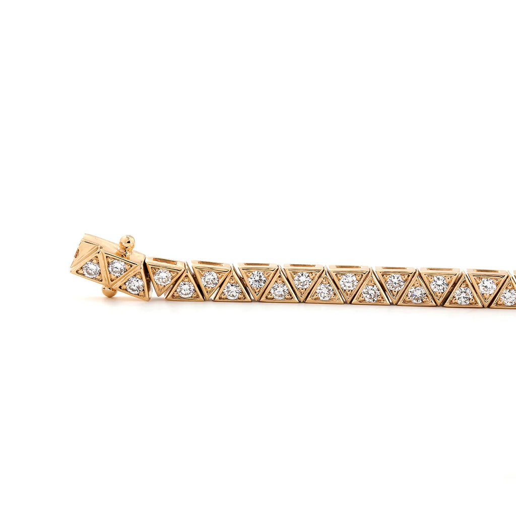 14K Yellow Gold Round Lab Dimaond Triangle Bracelet
