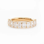 4*3MM Emerald Cut Lab Diamond U Shaped Pave Half Eternity Band