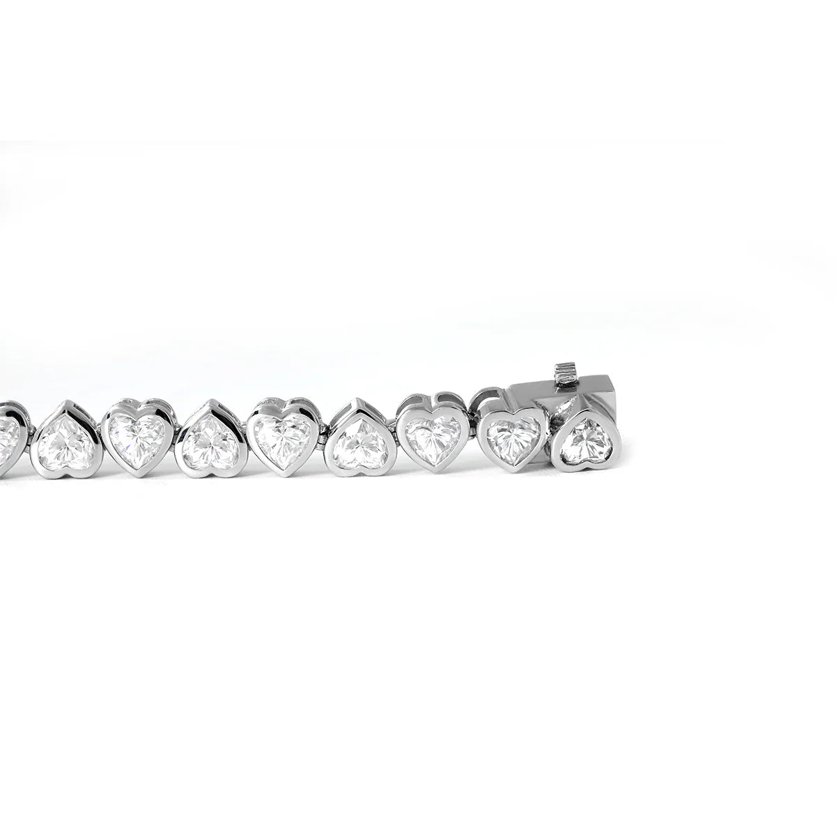 14k 18K White Gold Heart Shape Lab Diamond Bezel Tennis Bracelet