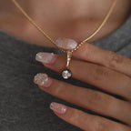 14K Yellow Gold 1ct Round Lab Diamond Pendant Necklace with Black Rhodium Plated Bezel