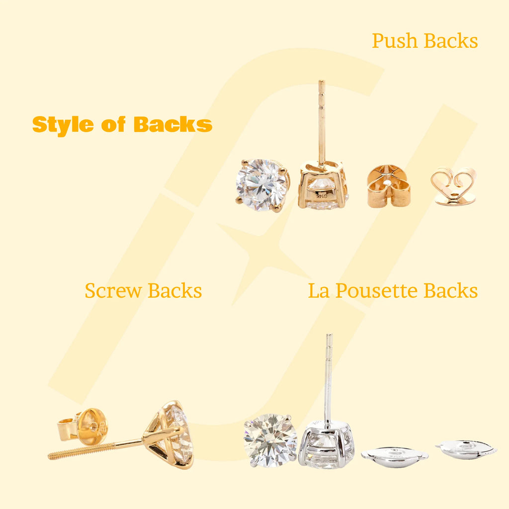 14K Yellow Gold 2 ct tw Old Mine Cut Lab Diamond 8 Claw Crown Basket Stud Earrings