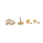 14K Yellow Gold Pear and Marquise Cut Lab Diamond Stud Earrings