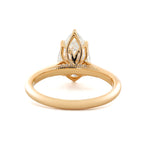 14K Yellow Gold 2ct Pear Cut Lab Diamond 6 Claw Prongs Floral Basket Ring with Hidden Round Diamond Millegrain Pave
