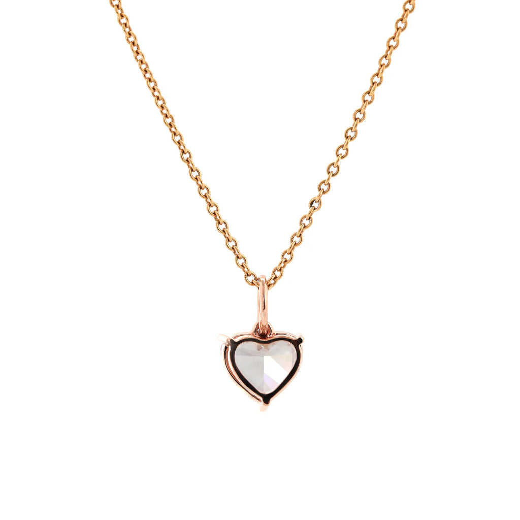 14K Rose Gold 1ct Heart Shaped Pink Lab Diamond Pendant with Corss Chain