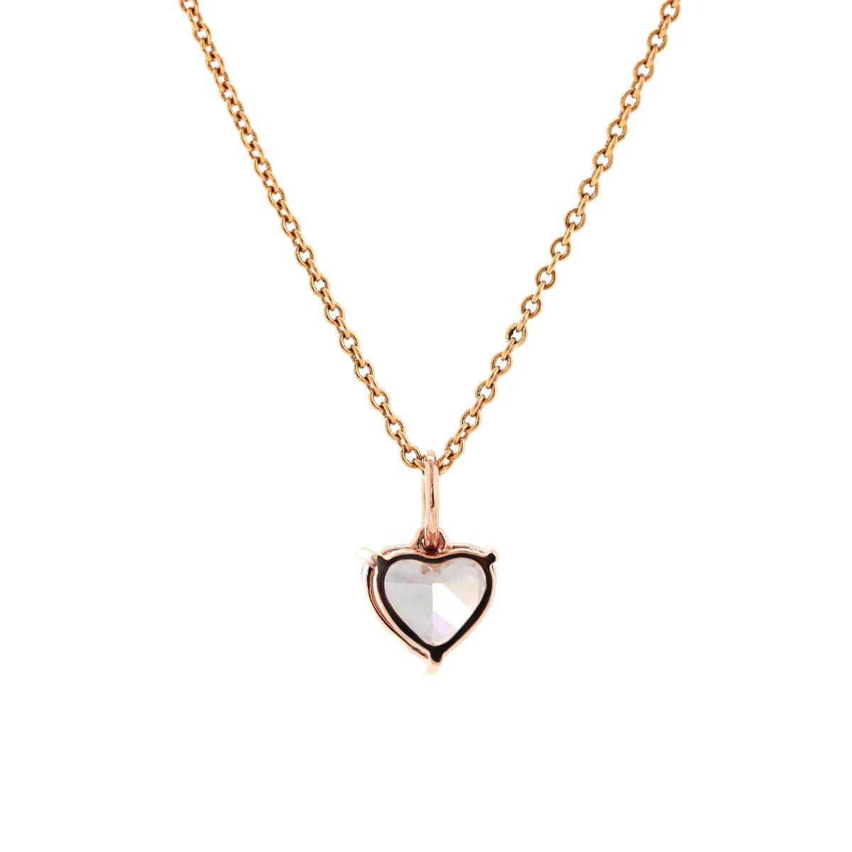 14K Rose Gold 1ct Heart Shaped Pink Lab Diamond Pendant with Corss Chain