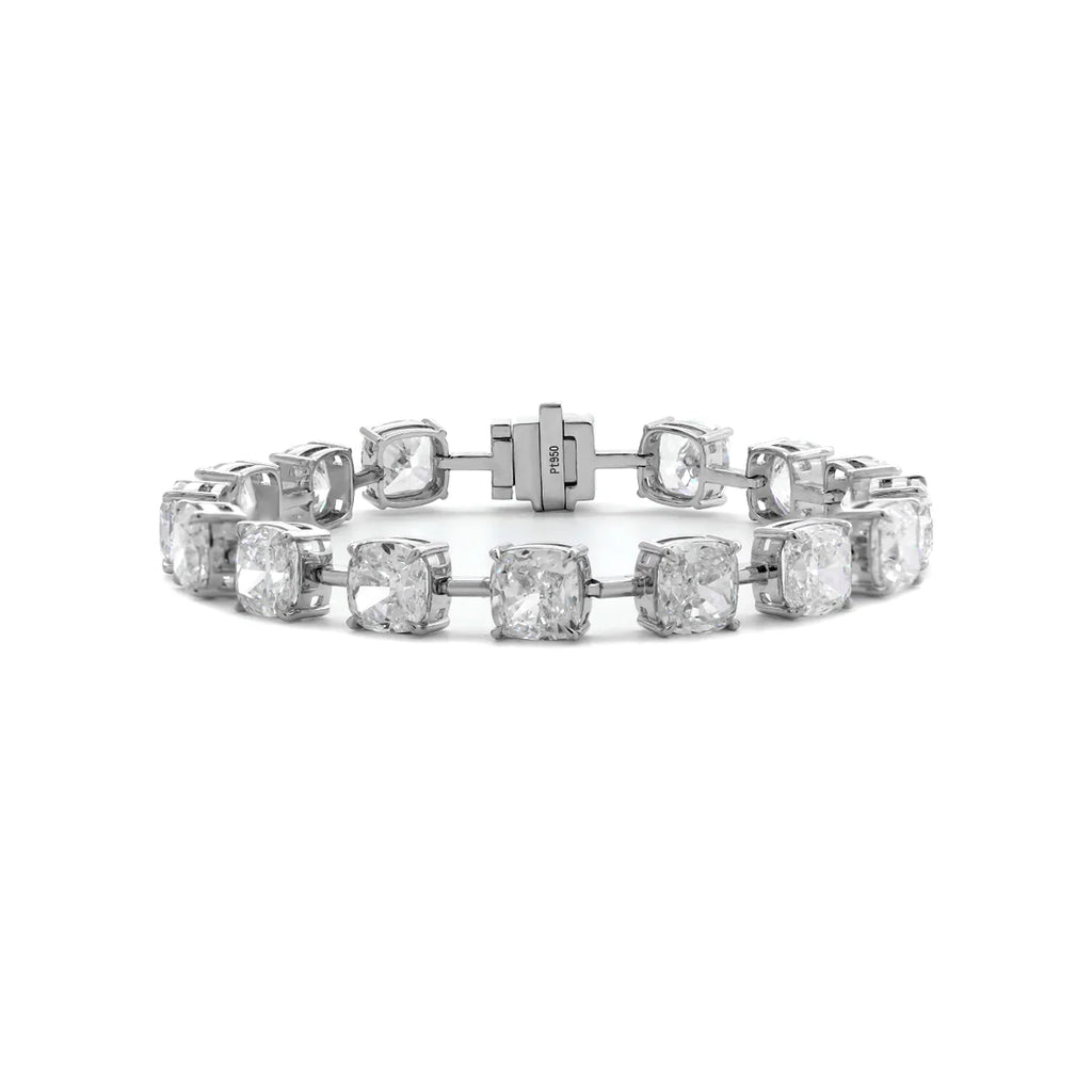 14k 24 ct tw Cushion Lab Diamond 4 Claw Prong Bakset Station Bracelet