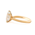 14K Yellow Gold 2ct Pear Cut Lab Diamond 6 Claw Prongs Floral Basket Ring with Hidden Round Diamond Millegrain Pave
