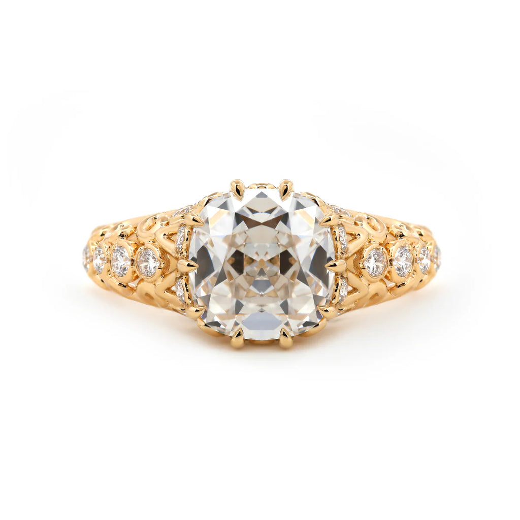 14K Yellow Gold 3.5ct Elongated Lab Diamond Antique-inspired Ring