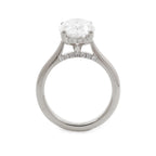 Oval Lab Diamond 4-Round Prong Hidden Halo Cathedral Bridal Set — Engagement Ring with Oval Lab Diamond Half Eternity Shared-Prong Band
