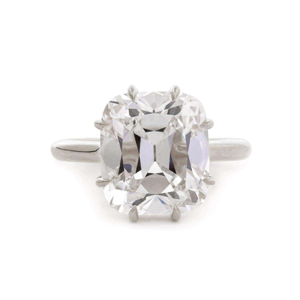 Antique diamond ring cut from old mines, 14k white gold, vintage cushion-cut diamond engagement ring, IGI certified vintage solitaire ring.