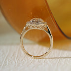 14K Yellow Gold 2.5ct Old European Cut Lab Diamond Edwardian Style Ring with Round Lab Diamond Halo Ring