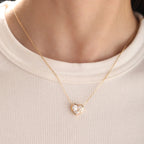 14K Yellow Gold Necklace with 2.5ct Heart Shaped Lab Diamond Pendant in Bezel Setting and Round Cross Chain