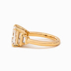 14K Yellow Gold 3.5ct Princess Cut Lab Diamond Ring with Baguette Cut Side-stones