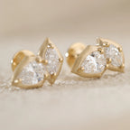 14K Yellow Gold Pear and Marquise Cut Lab Diamond Stud Earrings