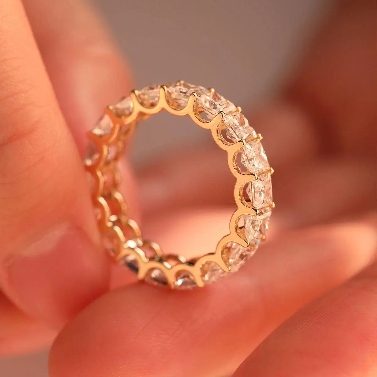 18K Yellow Gold Princess Cut Lab Diamond Eternity Band