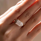 14K Yellow Gold 3.5ct Princess Cut Lab Diamond Ring with Baguette Cut Side-stones