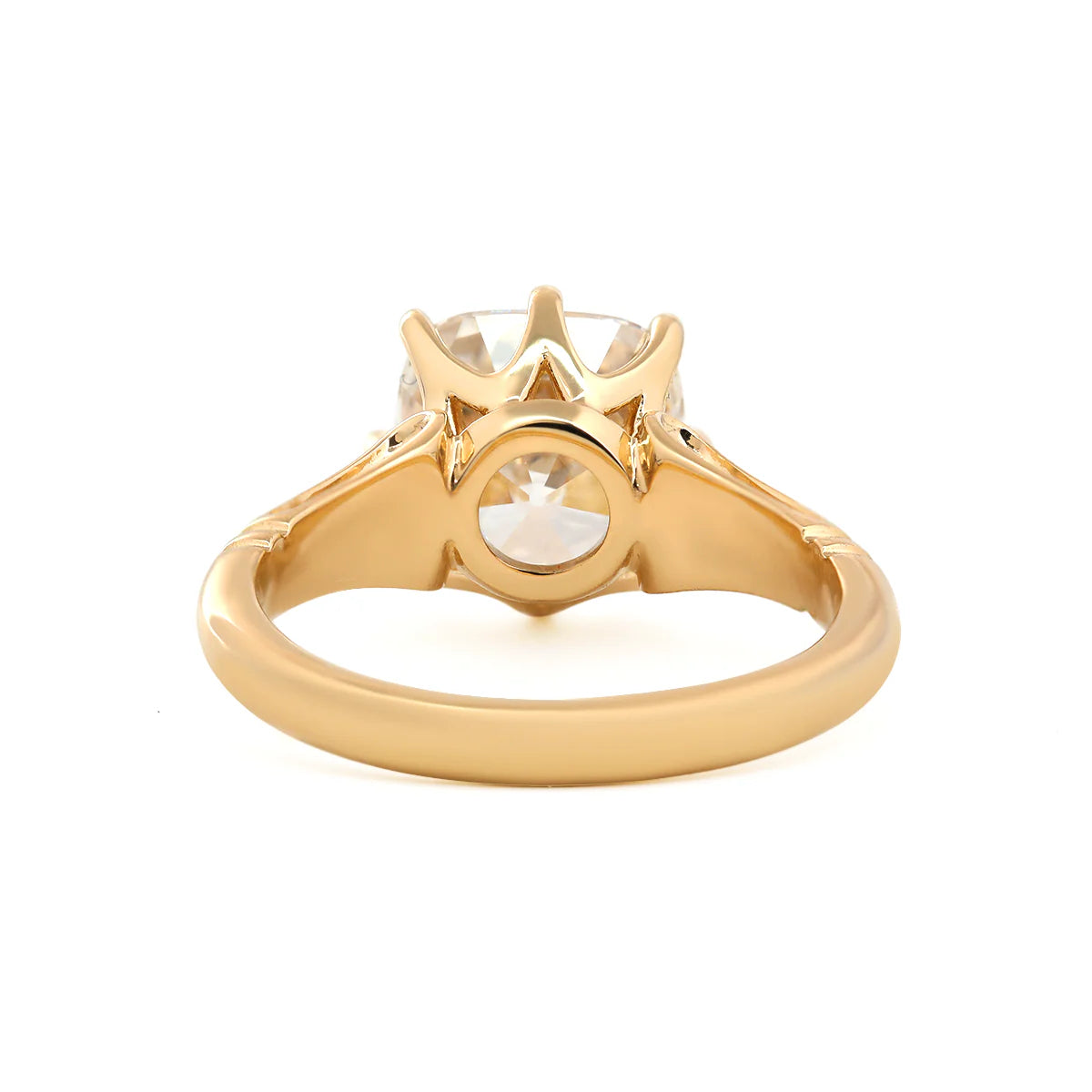 14K 18K Yellow Gold 3 Carat Old Mine Cut Lab Diamond 8 Prong Crown Basket Solitaire Ring