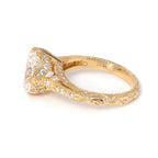 Elongated Old Mine Cut Lab-Grown Diamond Ring in Vintage Style with Crown & Side Stones