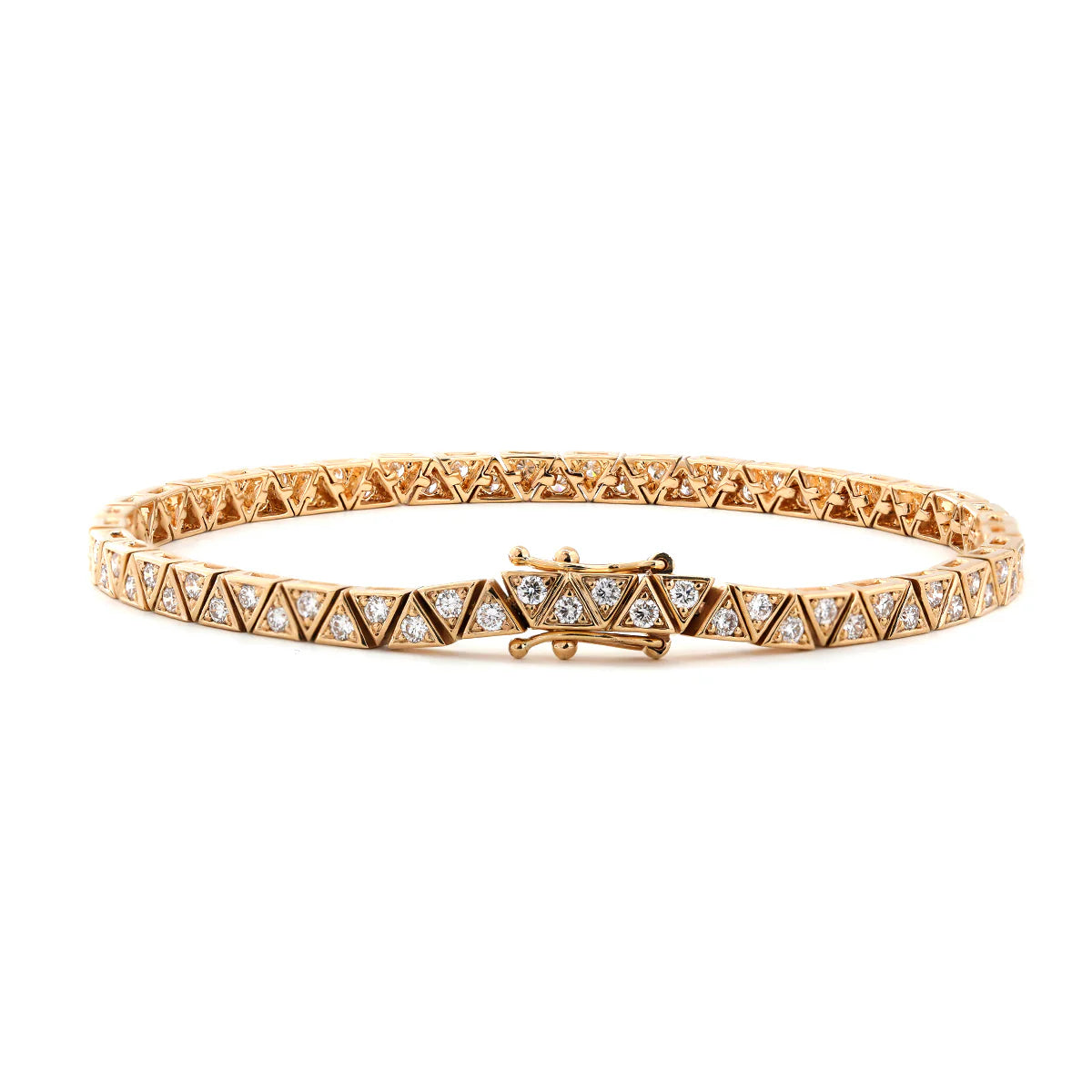 14K Yellow Gold Round Lab Dimaond Triangle Bracelet