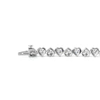 14k 18K White Gold Heart Shape Lab Diamond Bezel Tennis Bracelet