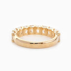4*3MM Emerald Cut Lab Diamond U Shaped Pave Half Eternity Band