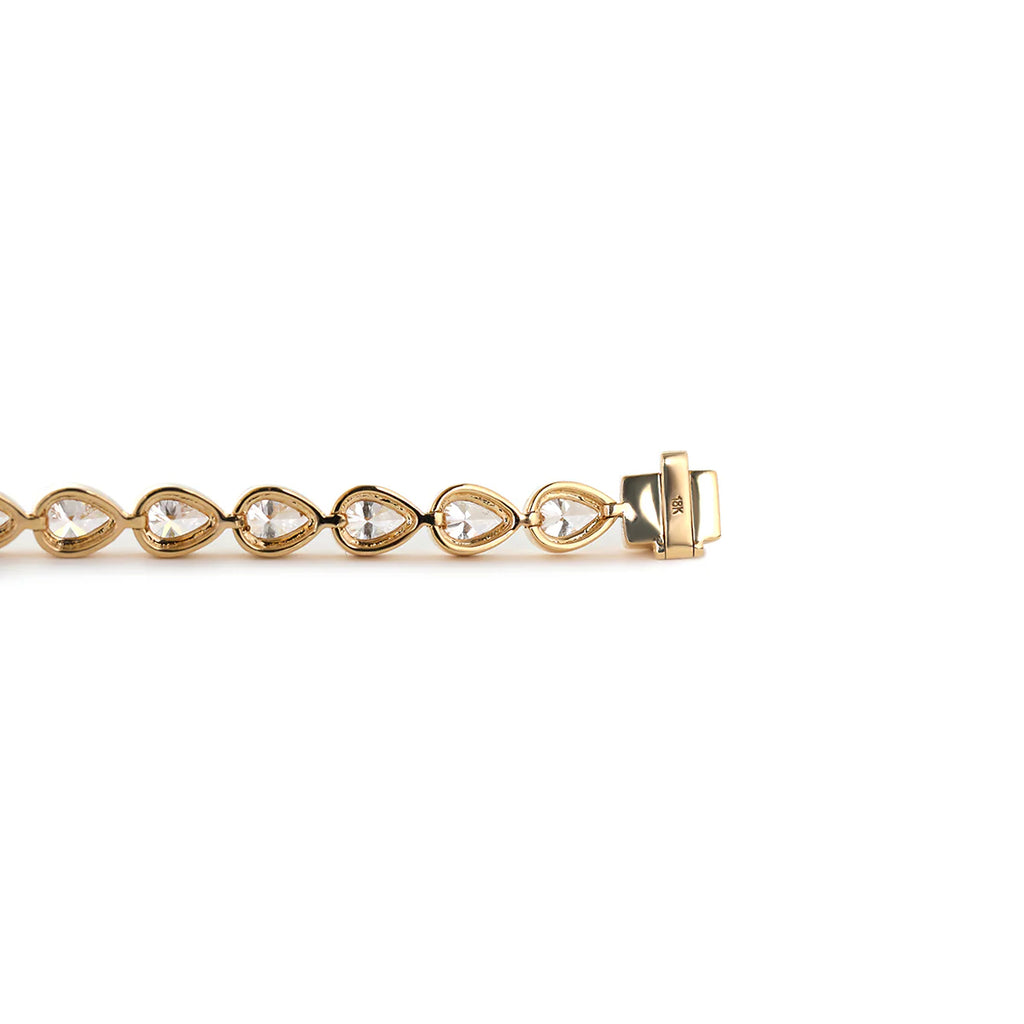 18K Yellow Gold Pear Shape Lab Diamond Bezel Tennis Bracelet