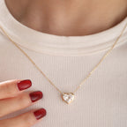14K Yellow Gold Necklace with 2.5ct Heart Shaped Lab Diamond Pendant in Bezel Setting and Round Cross Chain