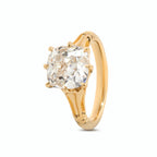 14K 18K Yellow Gold 3 Carat Old Mine Cut Lab Diamond 8 Prong Crown Basket Solitaire Ring