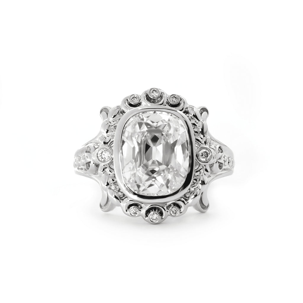 Timeless Antique Style Elongated Old Mine Cut Lab-Grown Diamond Openwork Ring