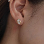14K Yellow Gold Pear and Marquise Cut Lab Diamond Stud Earrings
