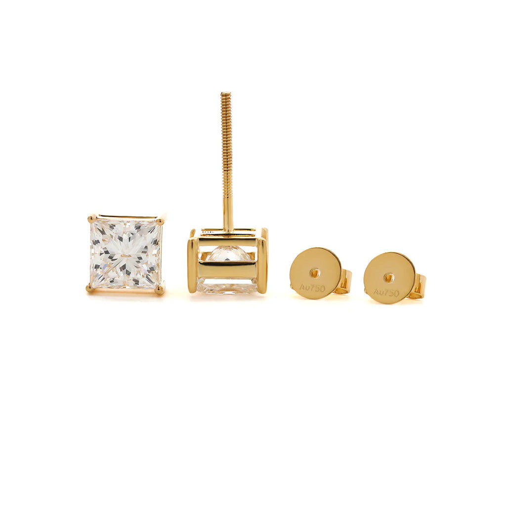 Custom 14k/18k gold princess-cut lab-grown diamond stud earrings