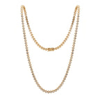 14K Yellow Gold 2.6mm Round Brilliant Cut Lab Diamond Millegrain Bezel Tennis Chain Necklace