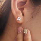 Custom 14k/18k gold princess-cut lab-grown diamond stud earrings