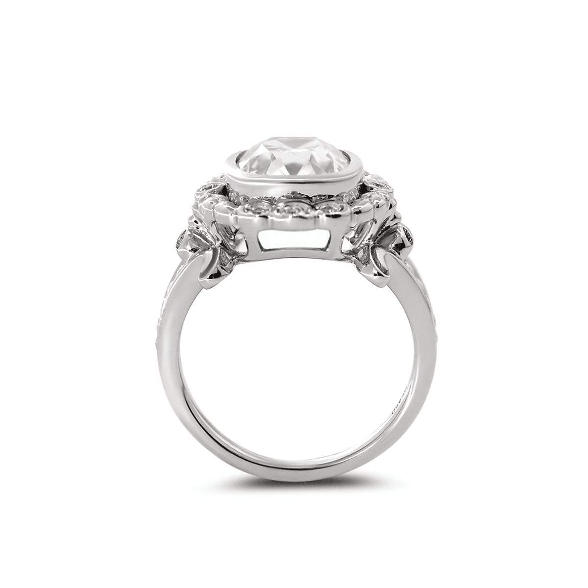 Timeless Antique Style Elongated Old Mine Cut Lab-Grown Diamond Openwork Ring