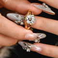 3-carat lab-cut diamond, old-cut 18k gold engagement ring, vintage style