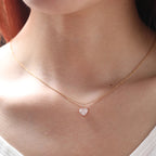 14K Rose Gold 1ct Heart Shaped Pink Lab Diamond Pendant with Corss Chain