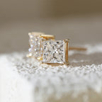 Custom 14k/18k gold princess-cut lab-grown diamond stud earrings
