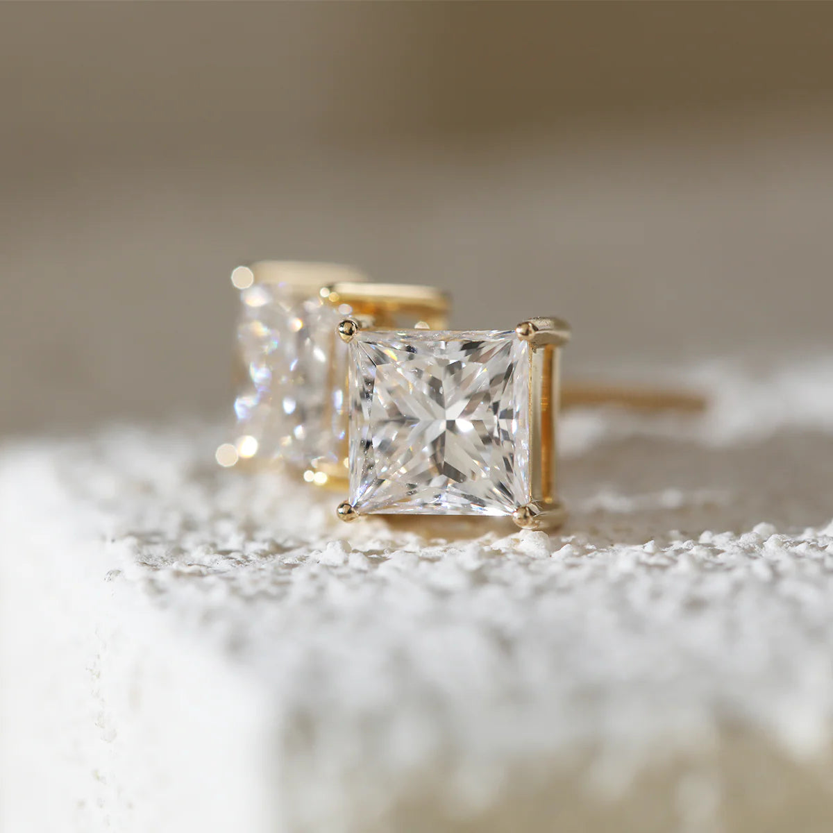 Custom 14k/18k gold princess-cut lab-grown diamond stud earrings