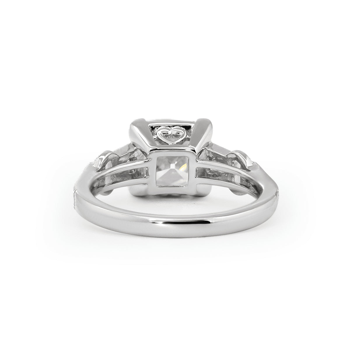 Vintage art style old mine cut 3-carat lab-grown diamond three-stone ring