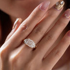 14K Yellow Gold 3.5ct Princess Cut Lab Diamond Ring with Baguette Cut Side-stones